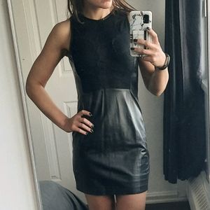 Leather dress with front lace detail